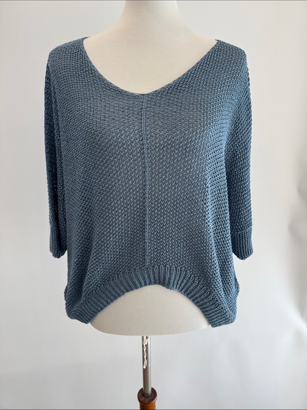 Light Blue V-Neck Knit Sweater - Brand Bazar